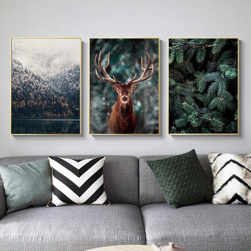 Nordic Foggy Forest Deer - Moody