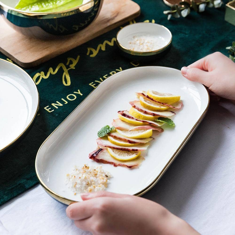 Nordic Glaze Ceramic Display Plate Set - Stylish Dining Room Decor