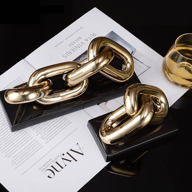 Nordic Golden Chain Sculpture - Ceramic Craft Decoration