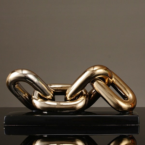 Nordic Golden Chain Sculpture - Ceramic Craft Decoration