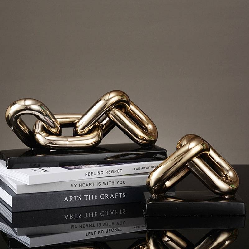 Nordic Golden Chain Sculpture - Ceramic Craft Decoration