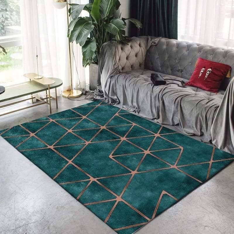 Nordic Golden Lines Area Rug - Stylish Rectangle Decor