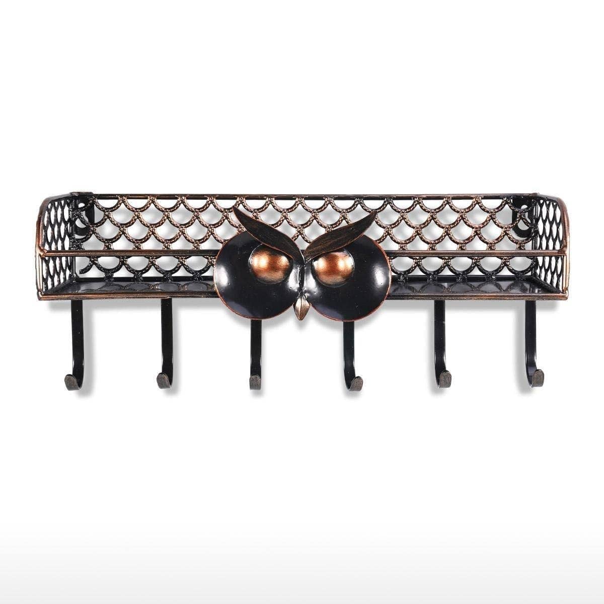 Owl Key Holder Hook Wall Shelf - Whimsical Decor