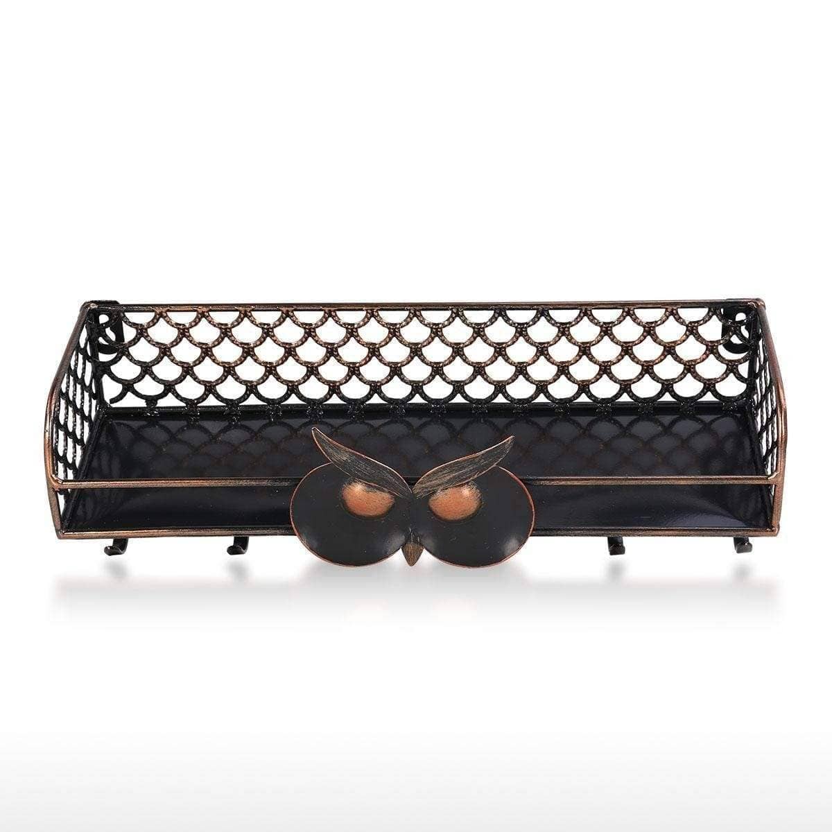 Owl Key Holder Hook Wall Shelf - Whimsical Decor