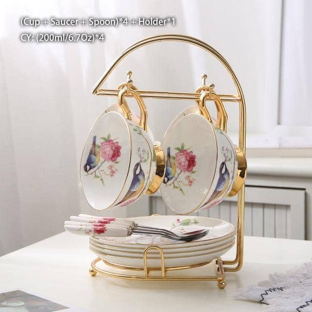 Pastoral Bird Tea Set - Elegant Afternoon Coffee Time