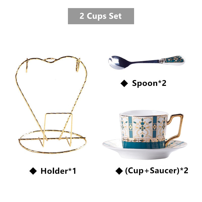 Personalized Luxury Gold Plated Bone China Porcelain Coffee and Tea Cup Set