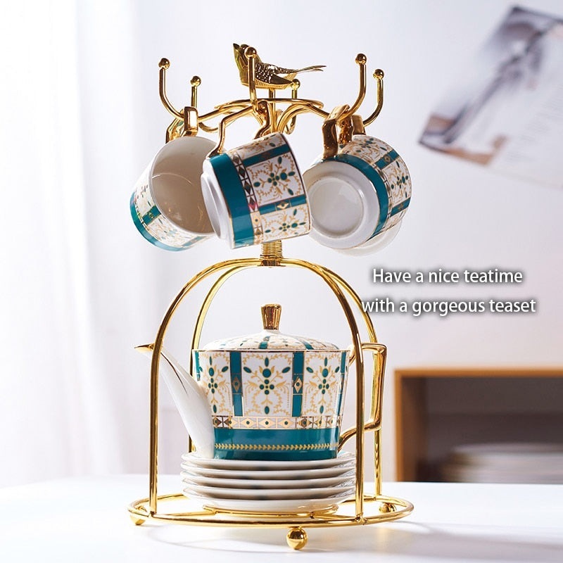 Personalized Luxury Gold Plated Bone China Porcelain Coffee and Tea Cup Set