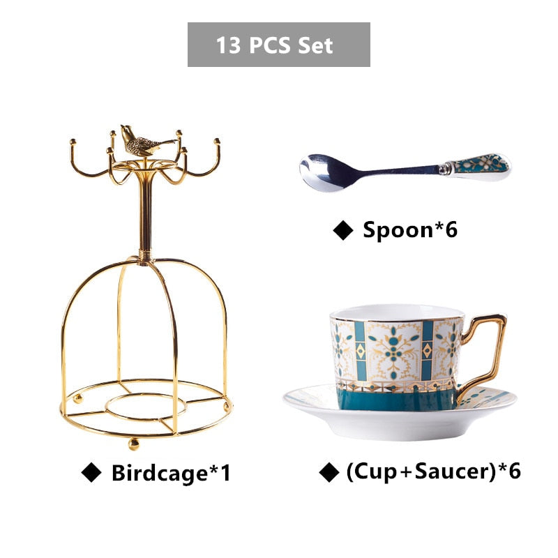 Personalized Luxury Gold Plated Bone China Porcelain Coffee and Tea Cup Set