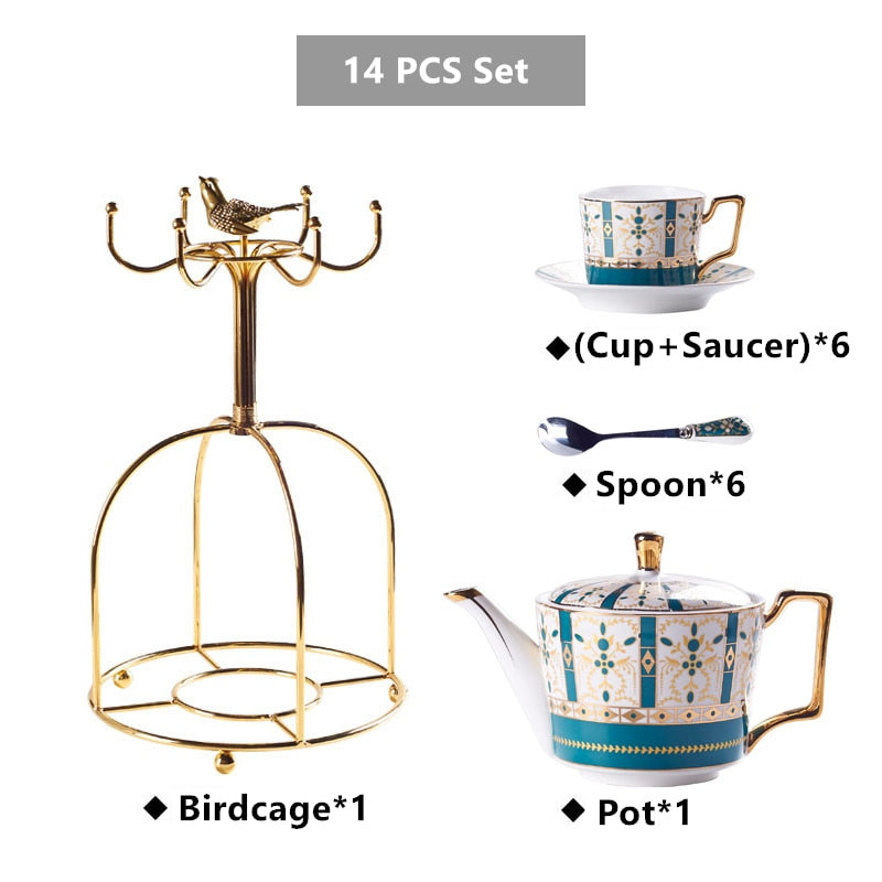 Personalized Luxury Gold Plated Bone China Porcelain Coffee and Tea Cup Set