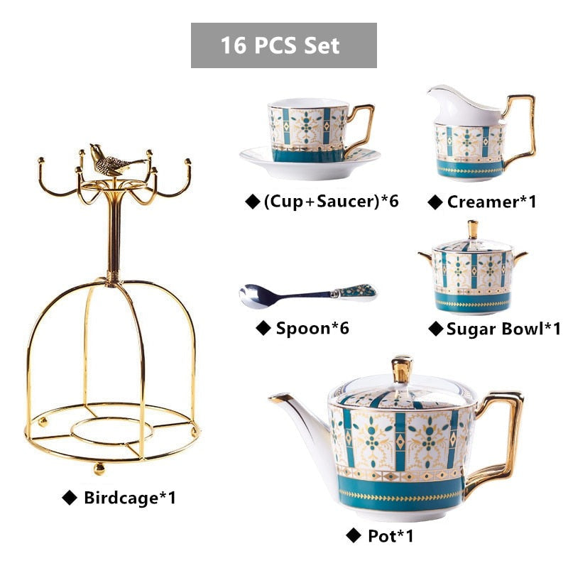 Personalized Luxury Gold Plated Bone China Porcelain Coffee and Tea Cup Set