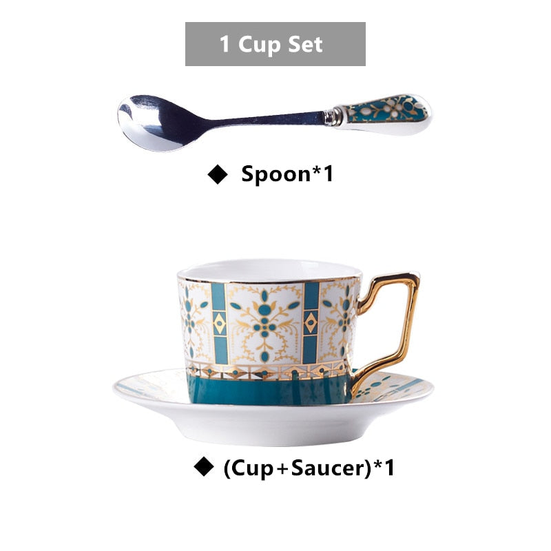 Personalized Luxury Gold Plated Bone China Porcelain Coffee and Tea Cup Set