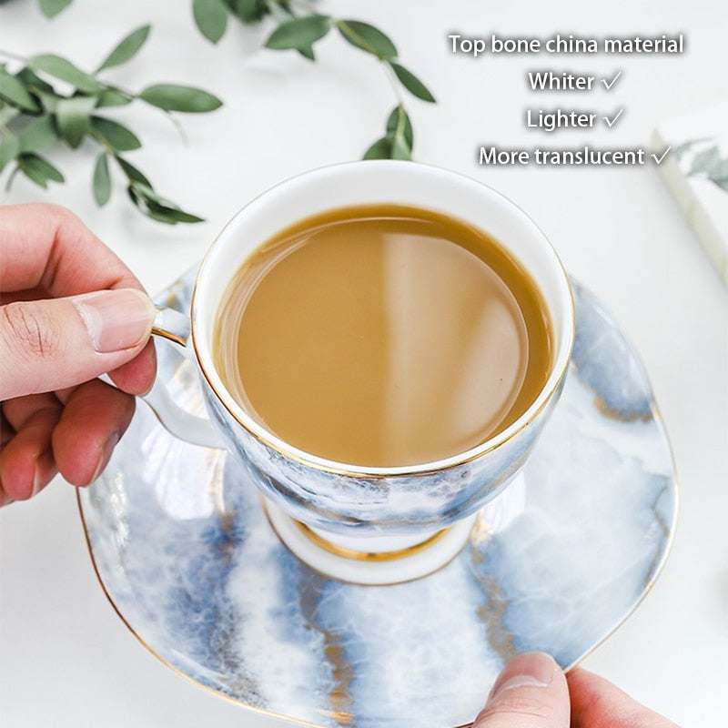 Personalized Luxury Nordic Porcelain Bone China Coffee and Tea Cup Set