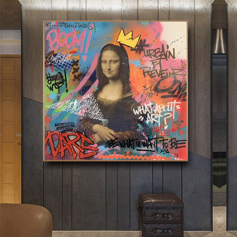 Playful Mona Lisa Graffiti: A Twist on the Classic