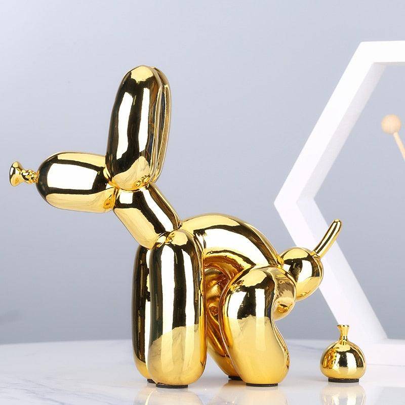 Poop Balloon Dog Statue - Playful Whimsical Decor
