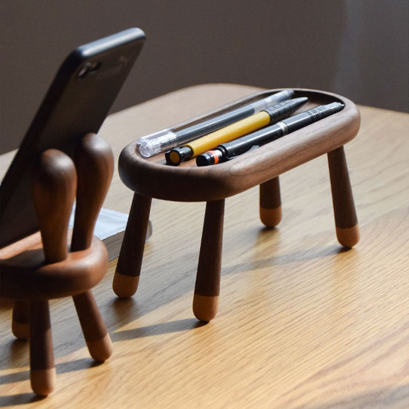 Rabbit Wood Phone & Pencil Holder - Nordic Elegance