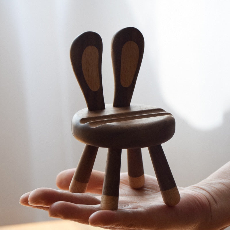 Rabbit Wood Phone & Pencil Holder - Nordic Elegance