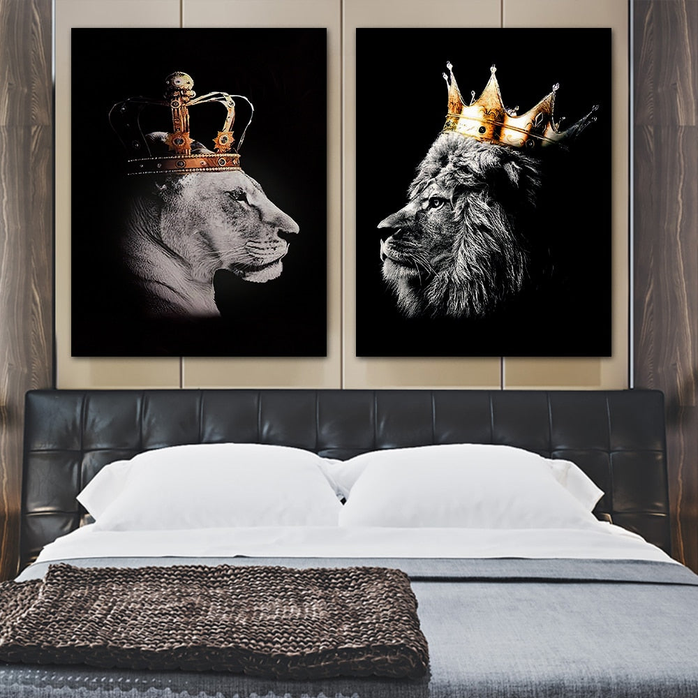 Regal Majesty: Lion King with Gold Crown - Luxurious