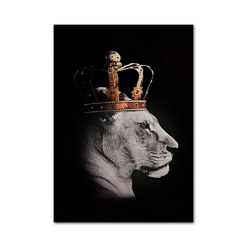 Regal Majesty: Lion King with Gold Crown - Luxurious