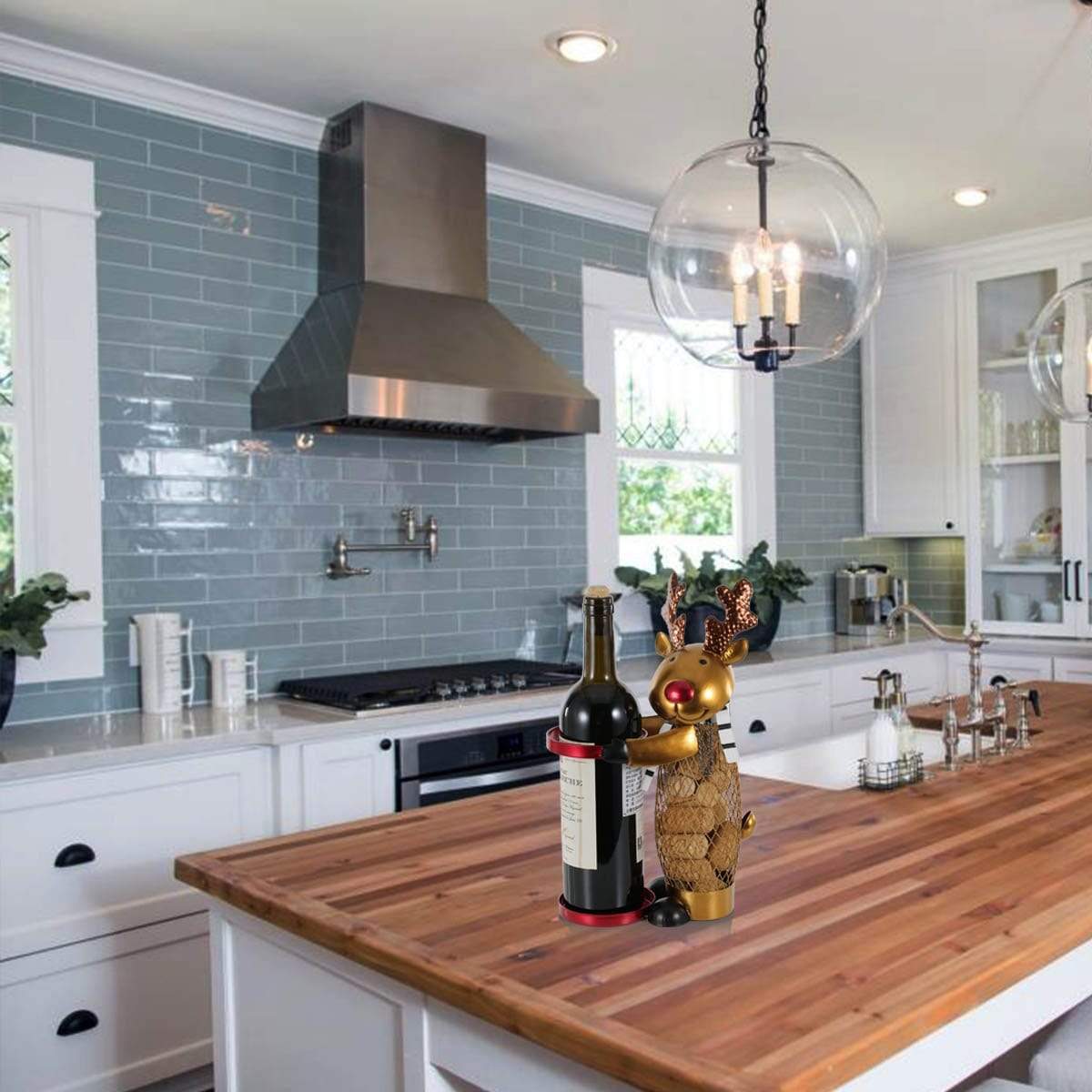 Reindeer Cork Wine Bottle Holder - Rustic Personalization