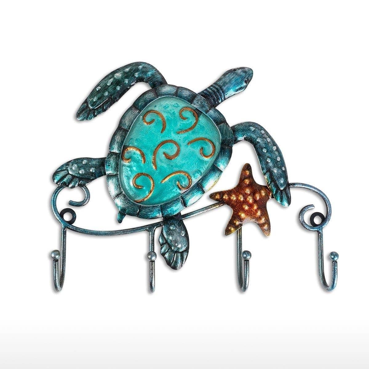 Rustic Turtle Key Hanger - Coastal Rustic Decor