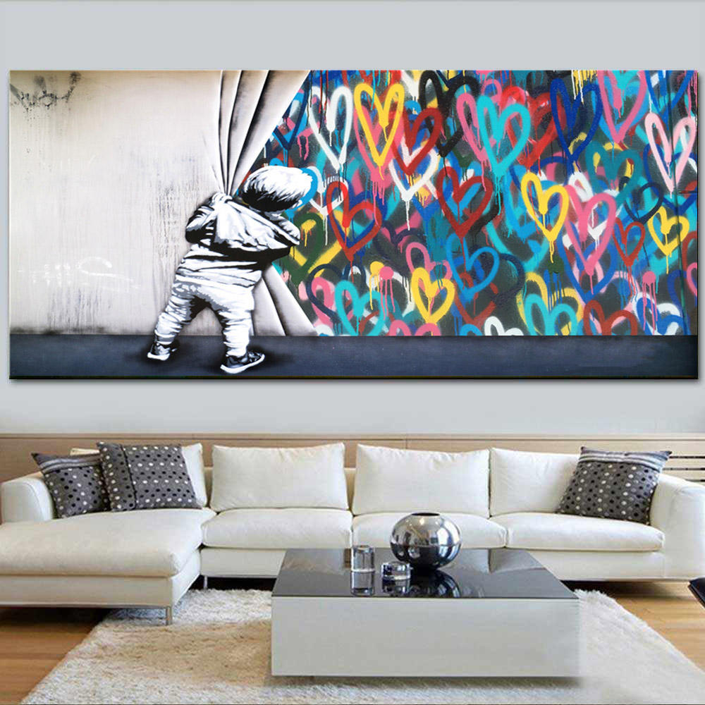 Street Art Vibe for Your Space: Banksy Boy and Love Graffiti