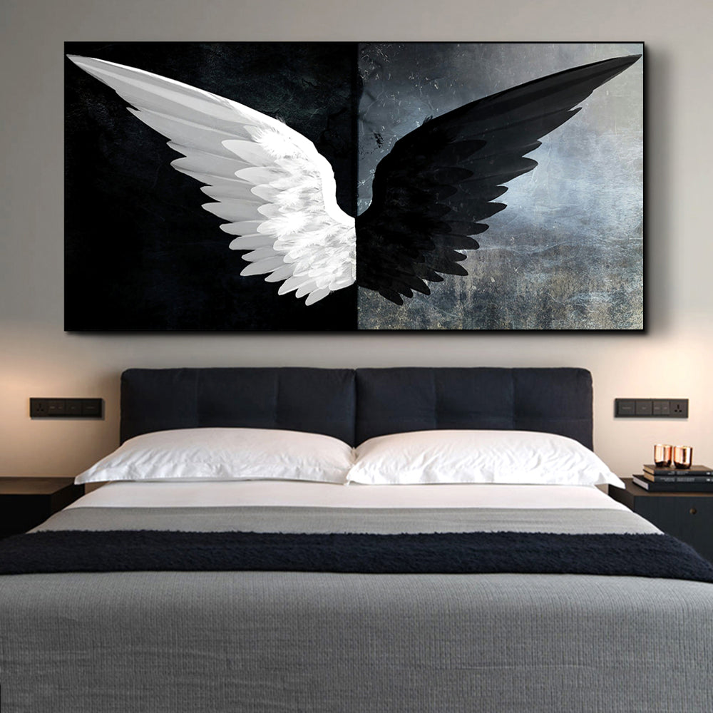 Striking Elegance: Black and White Angel Wings