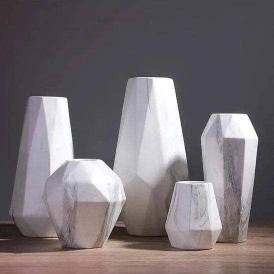 Stunning Marble Geometric Flower Vase: Adorn Your Space in Style