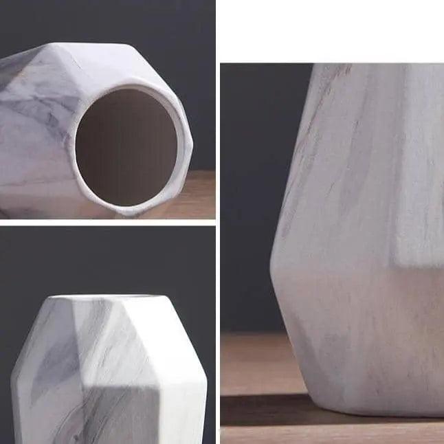Stunning Marble Geometric Flower Vase: Adorn Your Space in Style