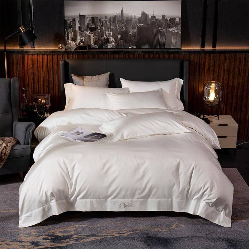 Stylish Luxury Hotel Quality Silky Egyptian Cotton Queen Size 4/6pcs Bedding Set