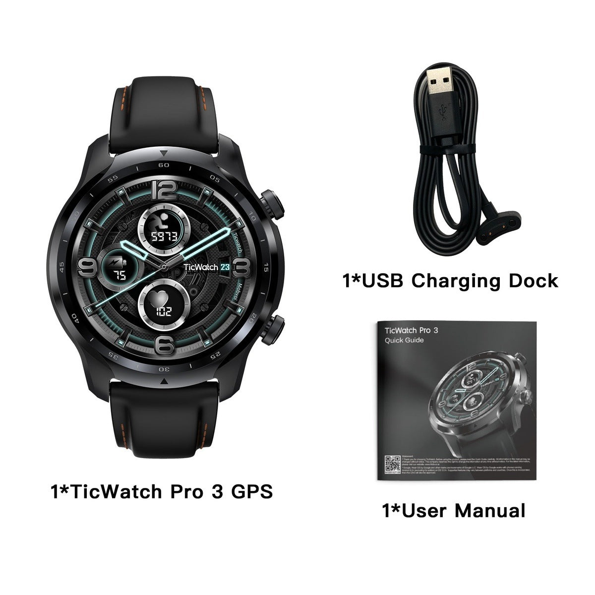 TicWatch Pro 3 GPS Wear OS Smartwatch with Dual-Layer Display and Snapdragon 4100