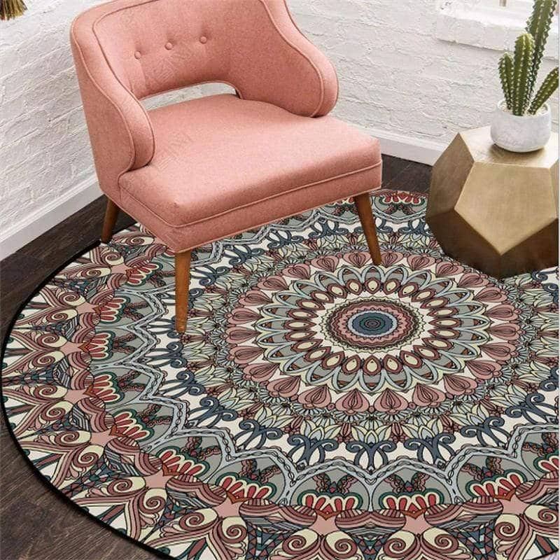 Vintage Flower Round Living Room Area Rug - Retro & Stylish Home Decor