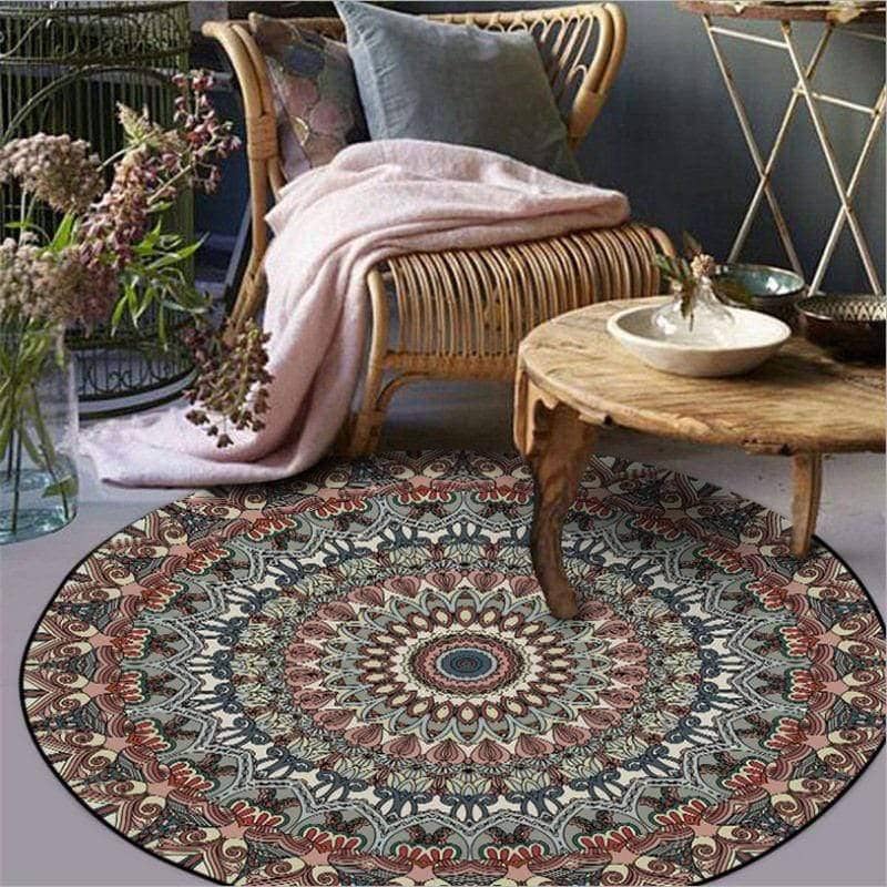 Vintage Flower Round Living Room Area Rug - Retro & Stylish Home Decor