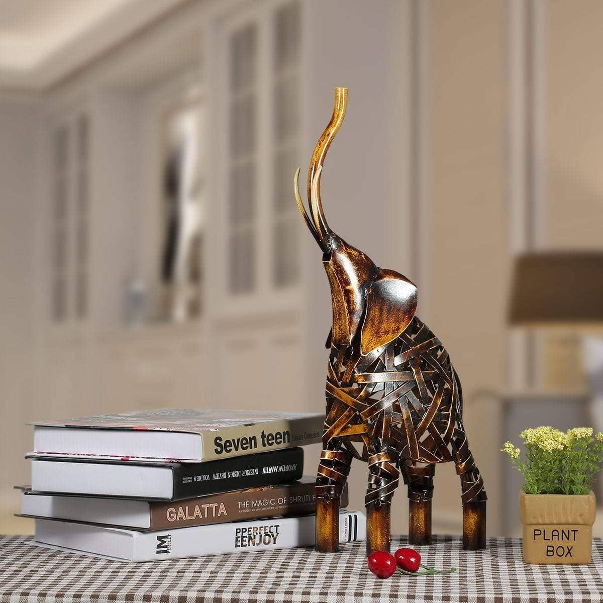 Weaving Elephant Sculpture - Modern Home Decor Accent