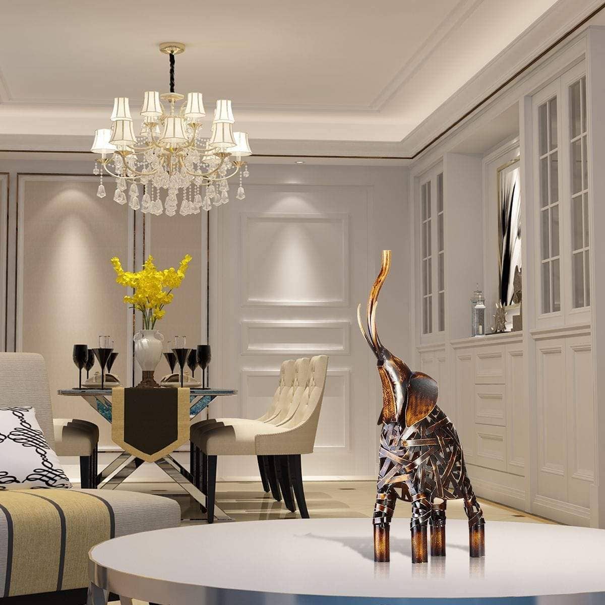 Weaving Elephant Sculpture - Modern Home Decor Accent