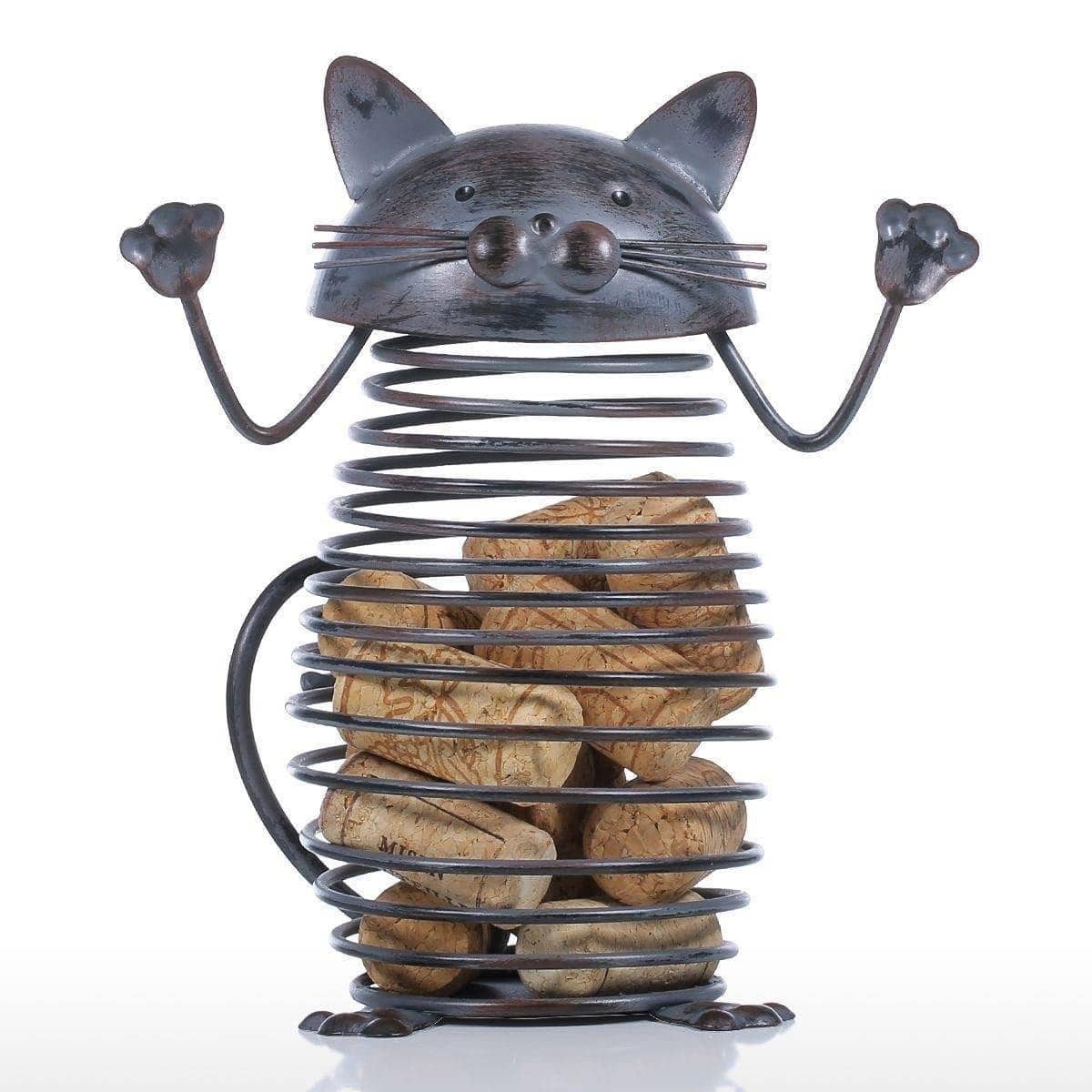 Whimsical Spring Cat Wine Bottle Holder Stand: Fun Home Decor