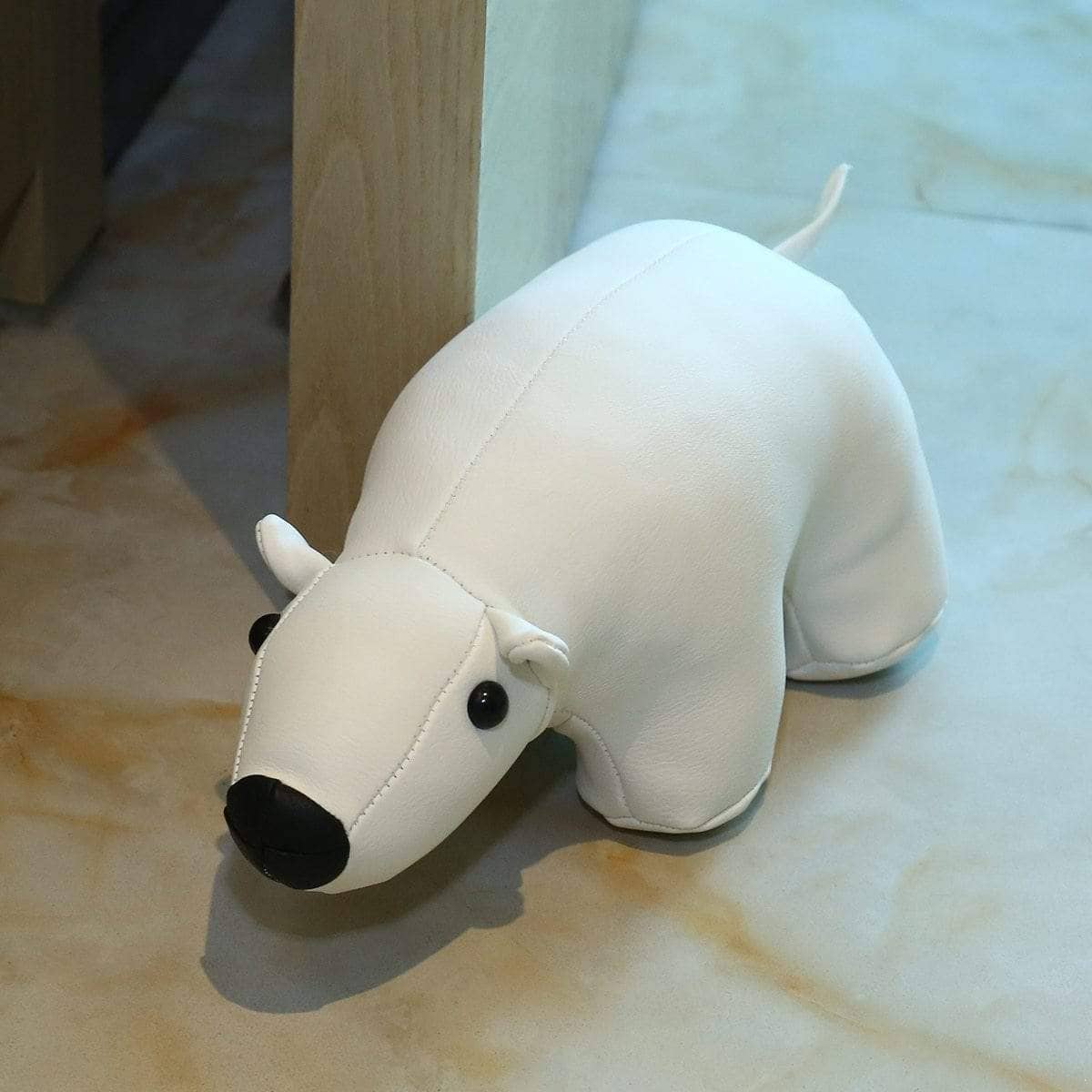 White Bear Leather Door Stopper - Cute & Stylish Kids Bedroom Accessory