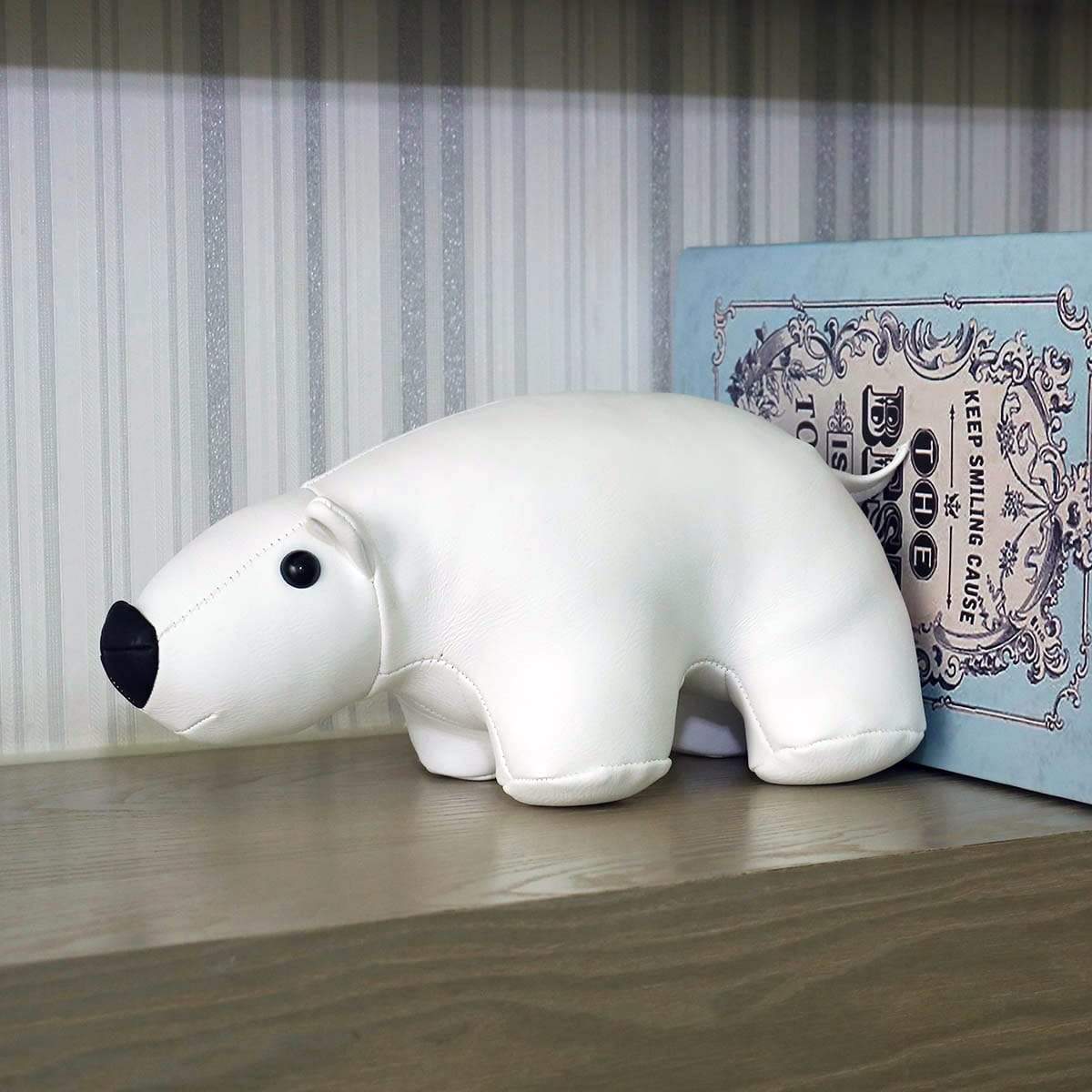 White Bear Leather Door Stopper - Cute & Stylish Kids Bedroom Accessory