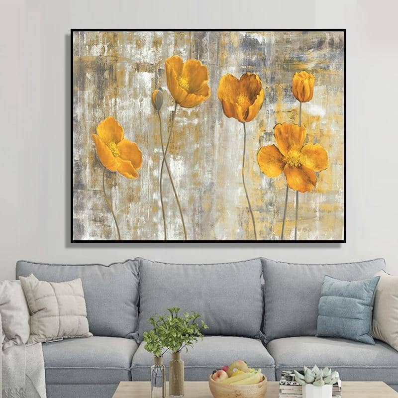 Yellow Flower Hand-Painted Canvas Wall Art - Vibrant & Artistic HomeDecor Accessory