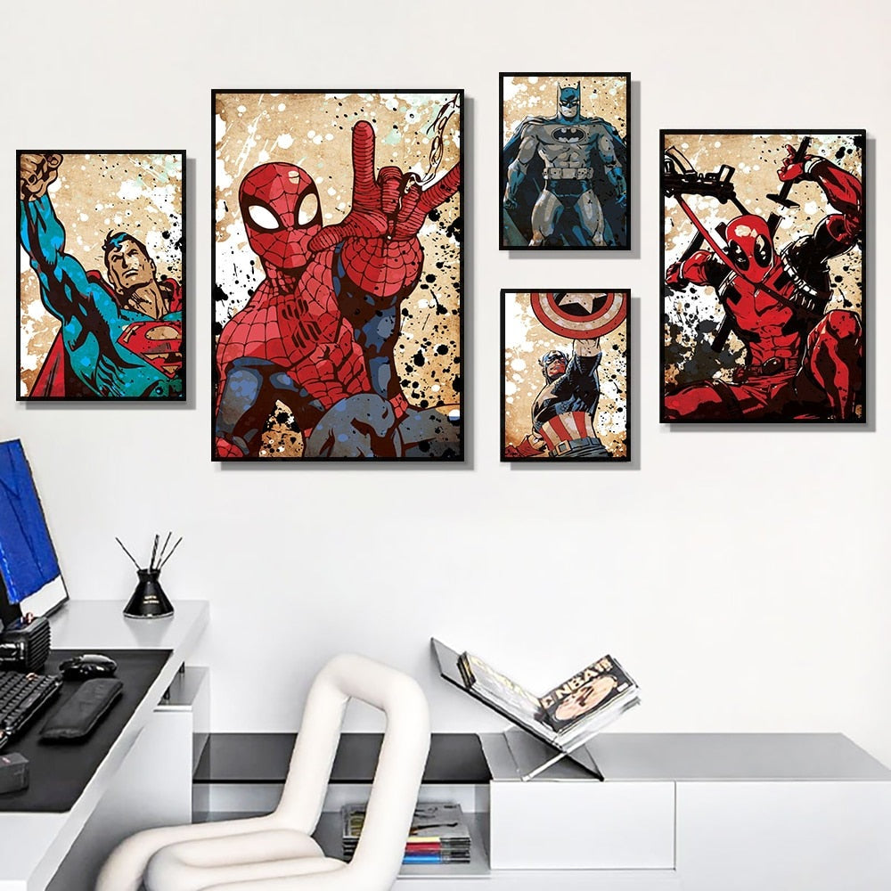 Action-packed Marvel: Super Heroes Movie Art Print Poster