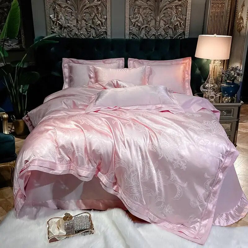 Bedroom Oasis: Luxury Silky Satin Jacquard Bedding Set