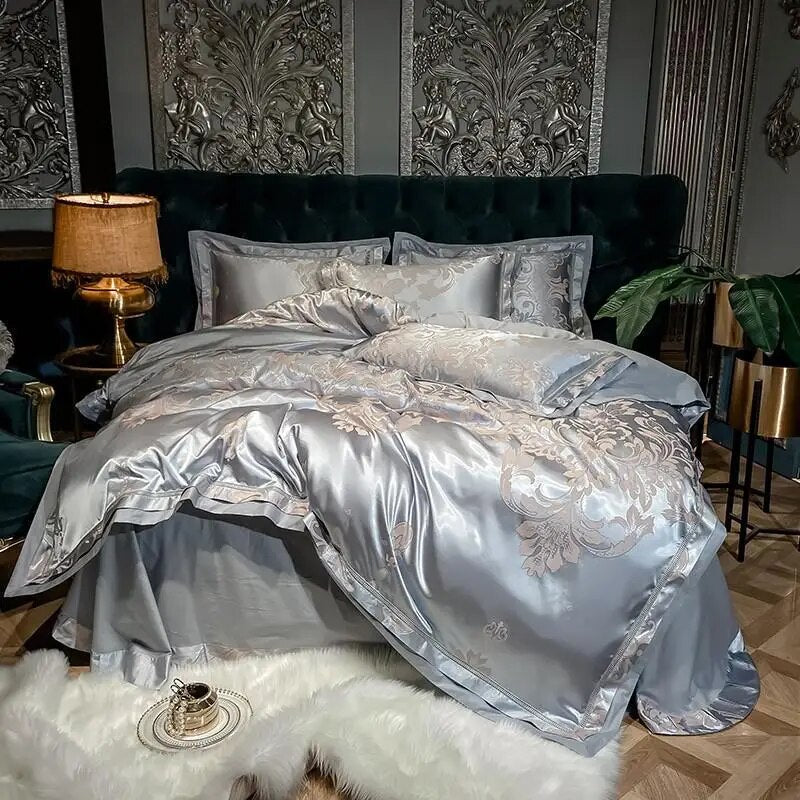 Bedroom Oasis: Luxury Silky Satin Jacquard Bedding Set