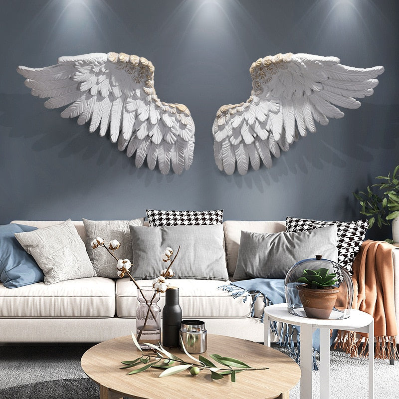 Celestial Serenity: Three-Dimensional Angel Wings Wall Sculpture