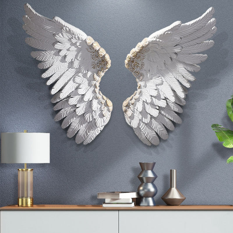Celestial Serenity: Three-Dimensional Angel Wings Wall Sculpture
