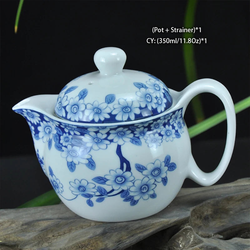 Dragon's Majesty: Chinese Porcelain Kung Fu Tea Cup & Tea Pot Set