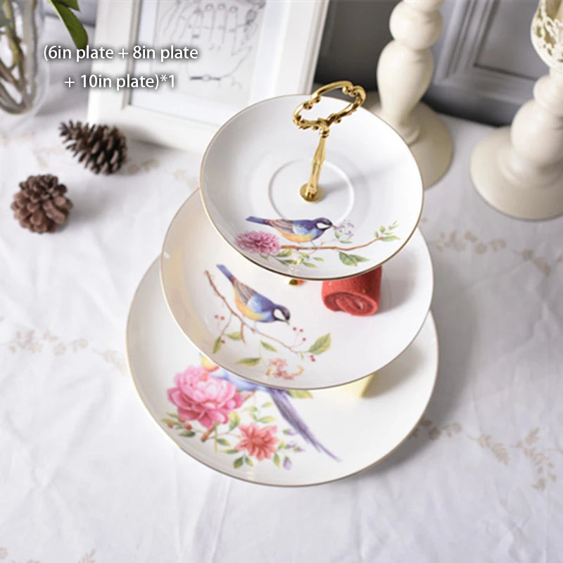 Enchanting Birdsong: Pastoral Bird Pattern Bone China Ceramic Tea Set