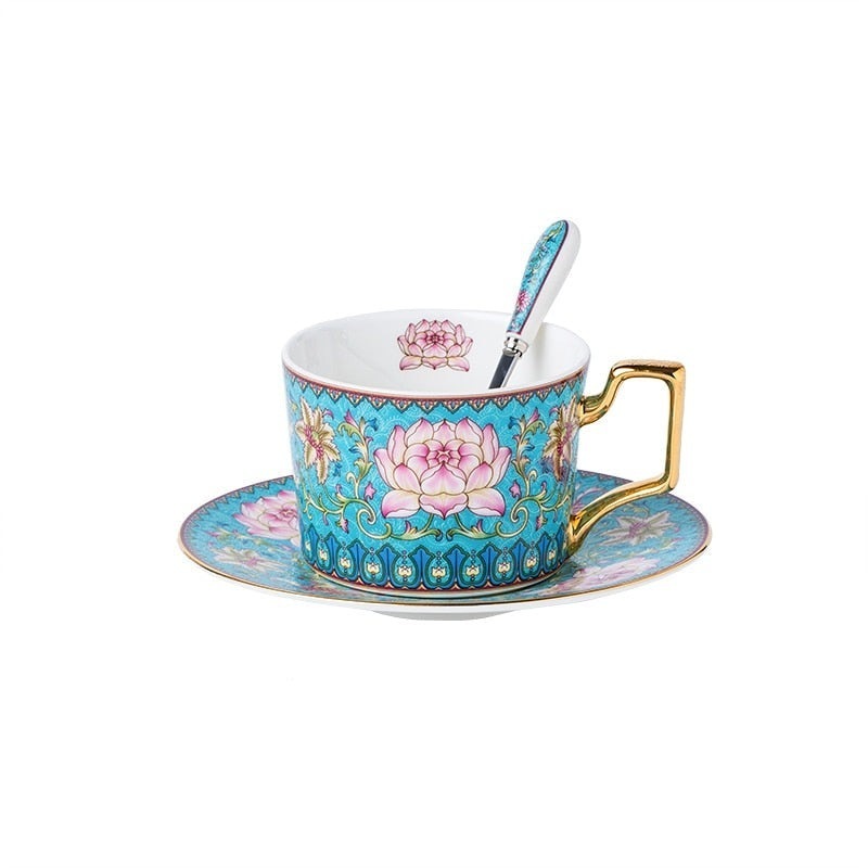 Experience Luxury - Snow Lotus Porcelain Coffee Cup and Saucer Set
