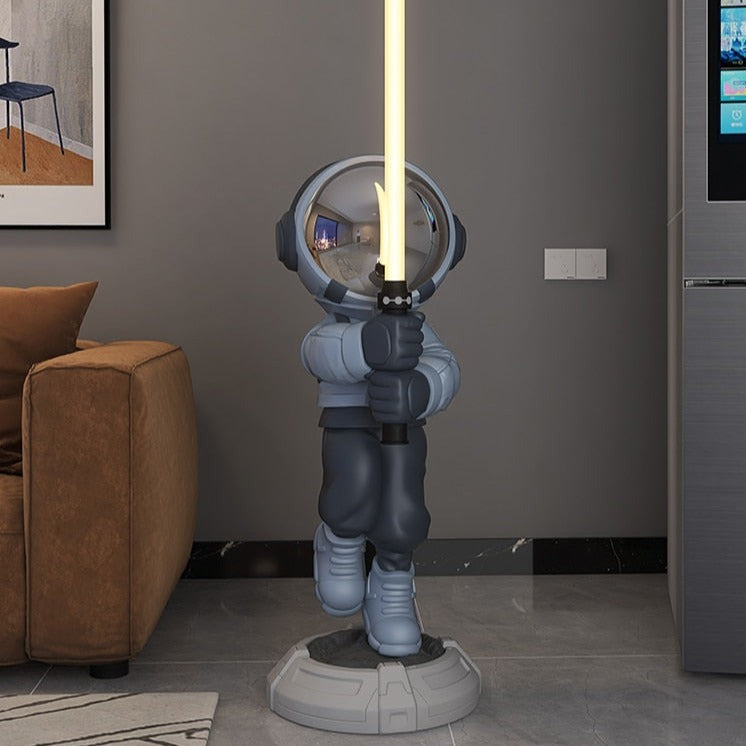 Luminous Astral Warrior: Jumbo Astronaut with LED Lightsaber Floor Decor