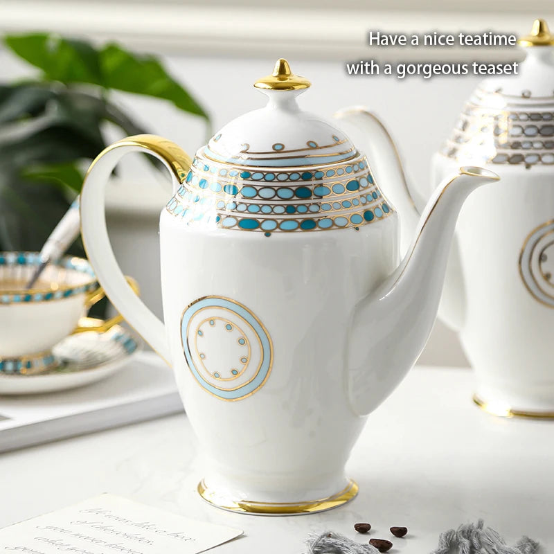 Royal Affair: Gold-Painted Noble Pattern Ceramic Coffee & Tea Set