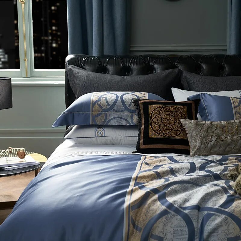 Sophisticated Elegance: Premium 1000TC Cotton Modern Geometry Bedding Set