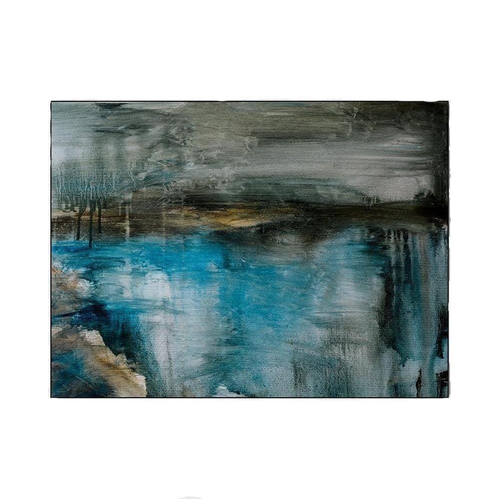 Abstract Area Rug - Serenity of Blue Lake in Your Living Room